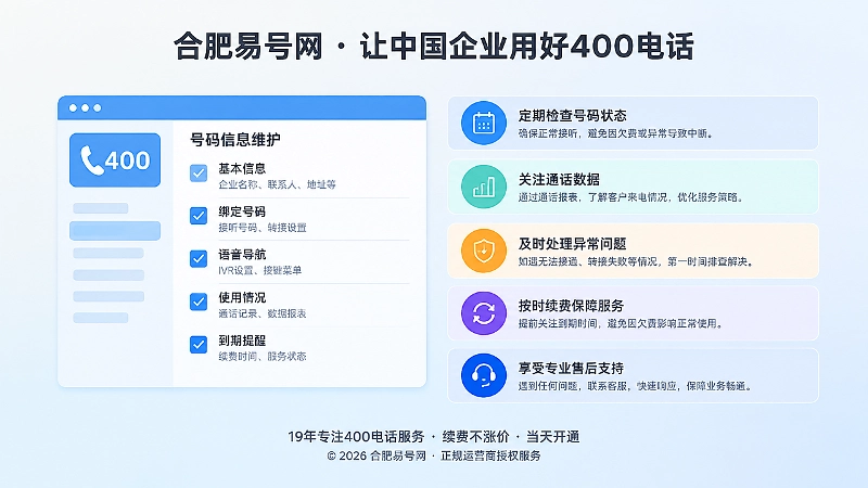 400电话长期维护清单